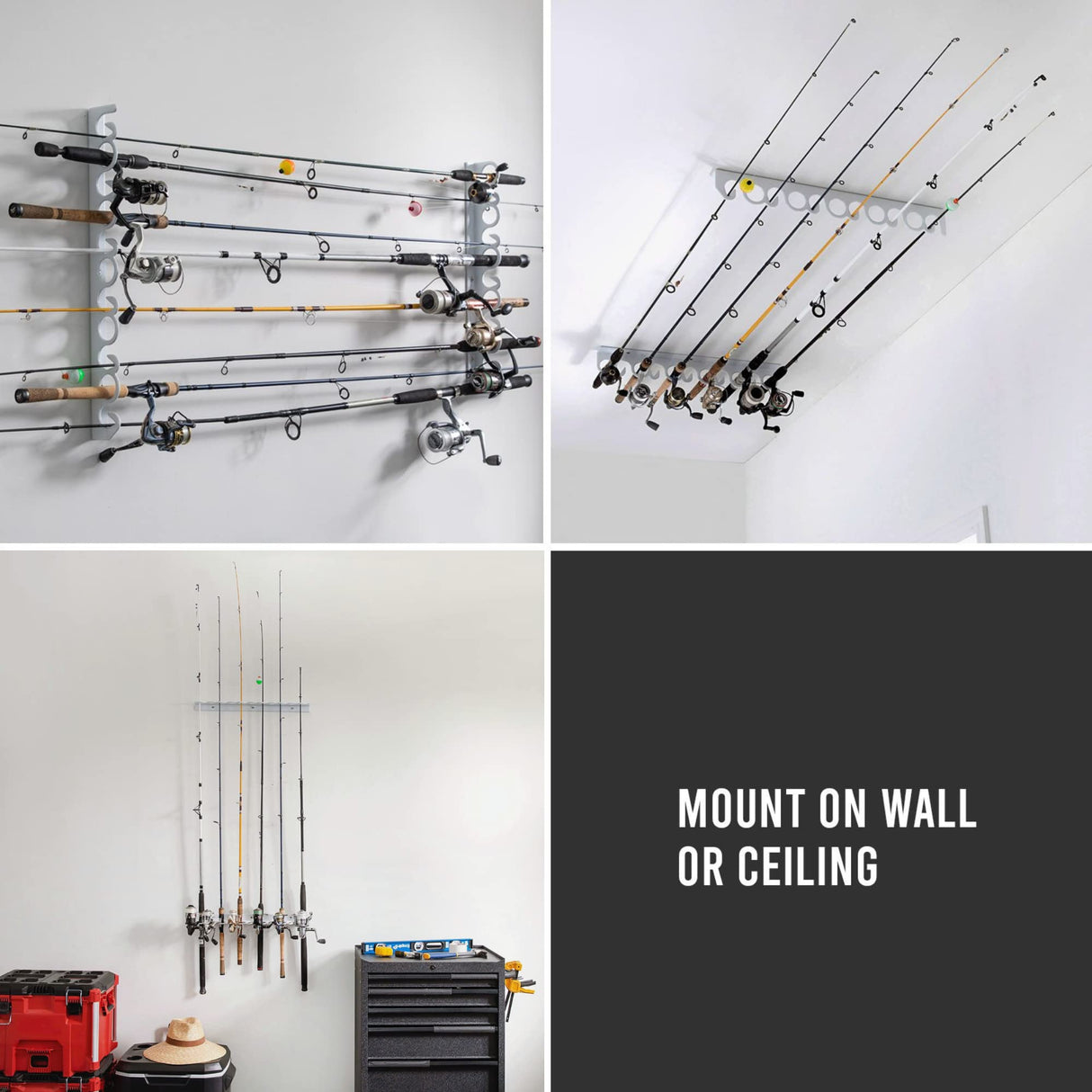 Coldcreek Outfitters Universal Fishing Rod Rack, Fishing Gear, Fishing Accessories, Rod Holder, Pole Storage, Wall Mount, Cieling Mount, 24" L x 3" W x 3" H Coldcreek Outfitters