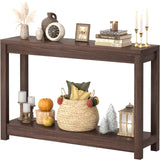 Besiost 47" Farmhouse Wood Entryway Table Narrow Console Table with Storage Behind Couch Sofa Table with Shelves Entry Way Tables with Open Storage, Easy Assembly, Black Walnut Besiost