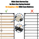ZIYOO Twin Bed Frame 18 Inches Tall 3 Inches Wide Wood Slats with 2500 Pounds Support, No Box Spring Needed for Foam Mattress, Underbed Storage Space, Easy Assembly, Noise Free ZIYOO