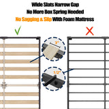 ZIYOO Queen Bed Frame 14 inch High 3 Inches Wide Wood Slats with Heavy Duty 3500 Pounds Support for Mattress, No Box Spring Needed, Easy Assembly, Noise Free ZIYOO