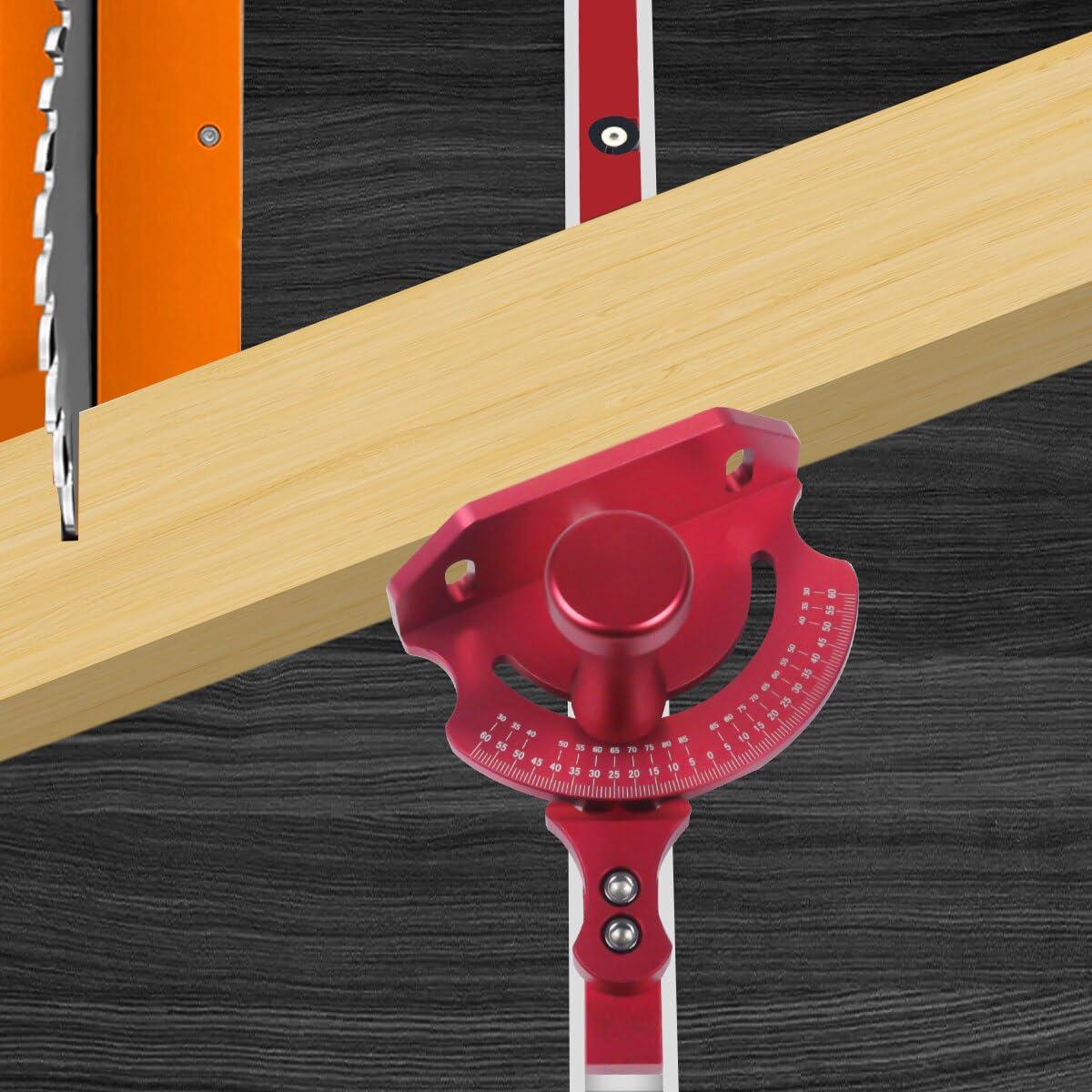 Universal Table Saw Miter Gauge with Fixed Angle Gear Shifting Hole, High Accuracy Miter Saw Protractor Aluminium Push Handle T Track Angle Ruler WoodArtSupply