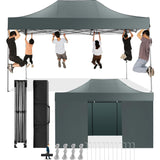 COBIZI 10x15 Pop Up Canopy with 4 Sidewall,Heavy Duty Canopy UPF 50+ All Season Wind Waterproof Commercial Outdoor Wedding Party Tents for Parties Gazebo with Carry Bag(10 x 15 ft Gray) COBIZI
