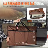 VEVOR Camping Kitchen Table, Folding Outdoor Cooking Table with Storage Carrying Bag, Aluminum Cook Station 3 Cupboard & Detachable Windscreen, Quick Set-up for Picnics, BBQ, RV Traveling, Brown VEVOR