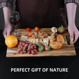 YSTKC Acacia Wood Cutting Board with Hand Grip 15" x 9.7" Inch, Wooden Reversible Chopping Board with Handle for Kitchen Meal Prep Serving, Chopping, YSTKC