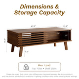 MAISONARIA Mid Century Coffee Table with Storage & Sliding Fence Door, Modern Coffee Tables for Living Room, Walnut Finish MAISONARIA