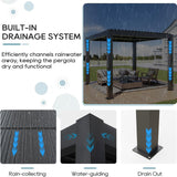 Outdoor Louvered Pergola 10' x 10', Aluminum Louvered Pergola with Adjustable Roof, Adjustable Pergolas for Outdoor Deck, Patio, Lawn & Garden GS CHIER