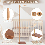 Floor-Standing Crib Mobile Arm with Music Box - 65 Inch Mobile Arm for Crib - 100% Beech Wood - Crib Mobile Motor - Volume Control - 35 Lullabies - Wooden Nursery Decor - Baby Mobile Hanger EBINGMIMA