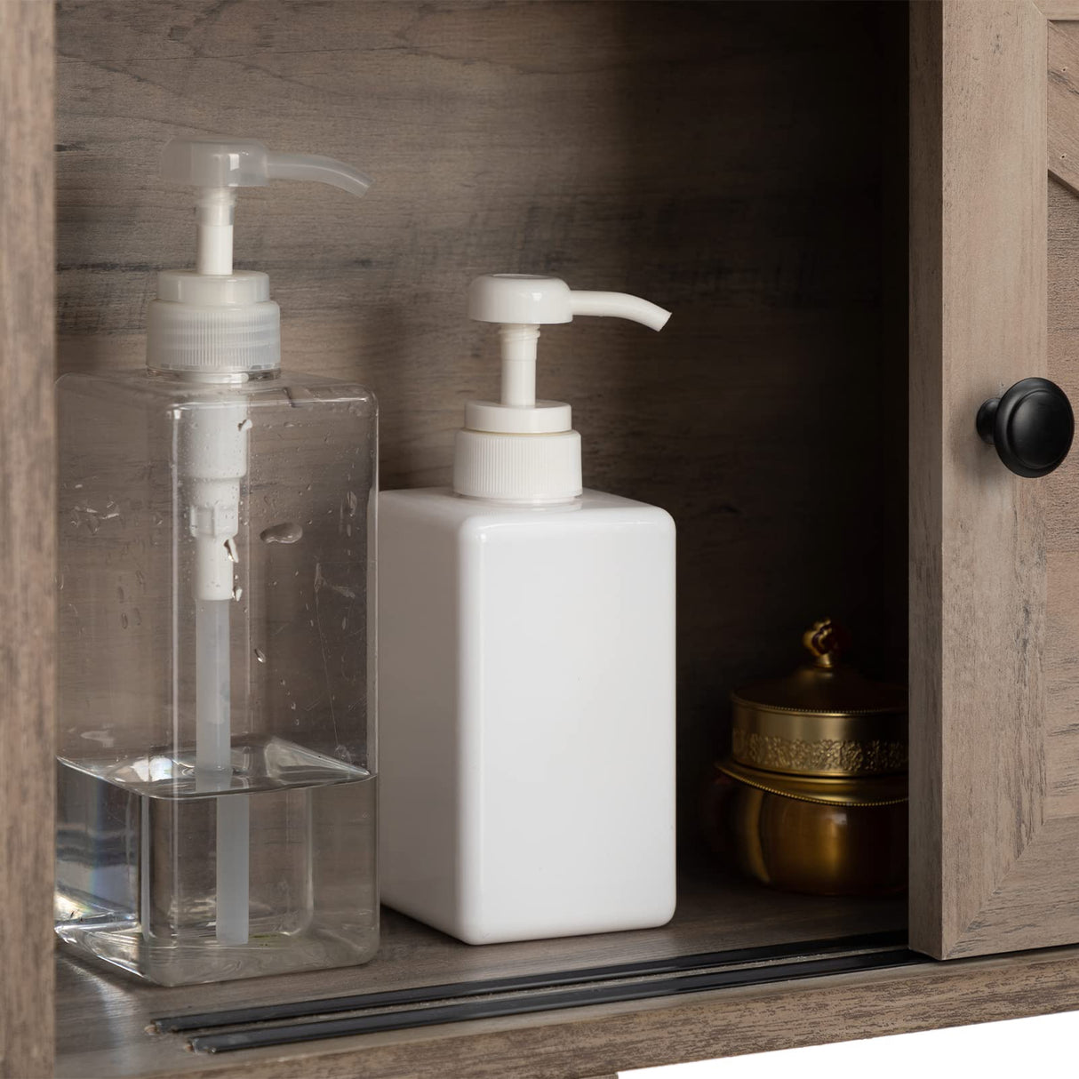 ALIMORDEN Over The Toilet Storage Cabinet, Bathroom Organizer Shelf with 2 Sliding Doors ALIMORDEN