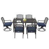 Domi 7 Pieces Patio Dining Sets All-Weather Metal Outdoor Modern Dining Sets with Table for Lawn Garden Backyard Deck with Cushions-Beige domi outdoor living