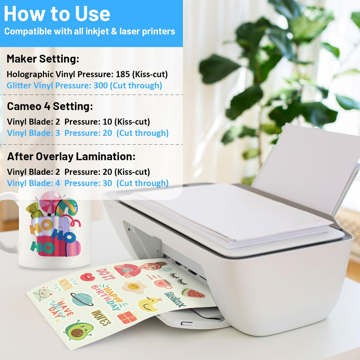 TECKWRAP Printable Vinyl Sticker Paper for Inkjet Printer, Glow in The Dark Vinyl Inkjet Printable Sticker Paper, 8.26" x 11.69" A4 Size for Scrap-Booking, Craft Cutters, Home Decor, 14 Sheets/Pack TECKWRAP