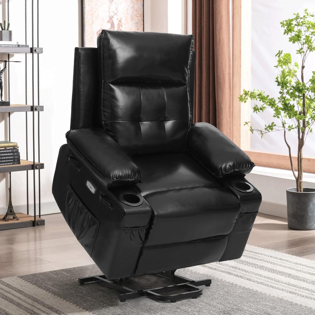 Polar Aurora Power Lift Chair for Elderly,Electric Recliner Chair with Vibrating Massage & Heating,Living Room Chair with Thickened armrest,USB Ports,2 Cup Holders Polar Aurora