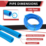 EFIELD 3/4 Inch 100 ft Pex A Pipe/Tubing BLUE Color for Potable Water-Plumbing Application with a Pipe Cutter EFIELD