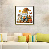DIYDECORFUN Gnome Diamond Art Kits for Adults, Hello Fall Diamond Painting Kit for Beginners,DIY 5D Full Round Drills Autumn Pumpkin Diamond Dot Gem Art Crafts for Home Wall Decor 14x14IN DIYDECORFUN
