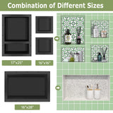 Suteck Shower Niche, 25" x 17" 3.8" Outer Size, Actual Size 14" + 16.5"(Big Grid) 14"+ 6" (Small Grid) Tile Ready Recessed Shower Shelf Bathroom Niche Box for Organization Suteck