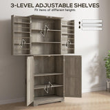 HOMCOM 72" Farmhouse Kitchen Pantry Cabinet, Freestanding Tall Storage Cabinet with 4 Barn Doors, 4 Adjustable Shelves and 8 Door Shelves, Gray Wash HOMCOM