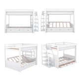 Harper & Bright Designs Wooden Bunk Bed,Full Over Full Bed with Drawers and Staircase for Storage, Multi-Functional Convertible Full Size Daybeds Futon Bed, No Box Spring Needed,White Harper & Bright Designs