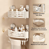 VOLPONE Corner Shower Caddy Suction Cup Shower Shelf Corner No Drilling Bathroom Shower Organizer Storage Rack Adhesive with Towel Bar Hooks(2-Pack, Ivory) VOLPONE