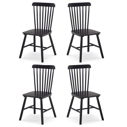 Saylike Dining Chairs Set of 4, Farmhouse Solid Wood Windsor Kitchen Chairs Set with Spindle Back for Restaurant Dining Room (4, Black, 17.3" W x 16.1" D x 34.6" H) - WoodArtSupply