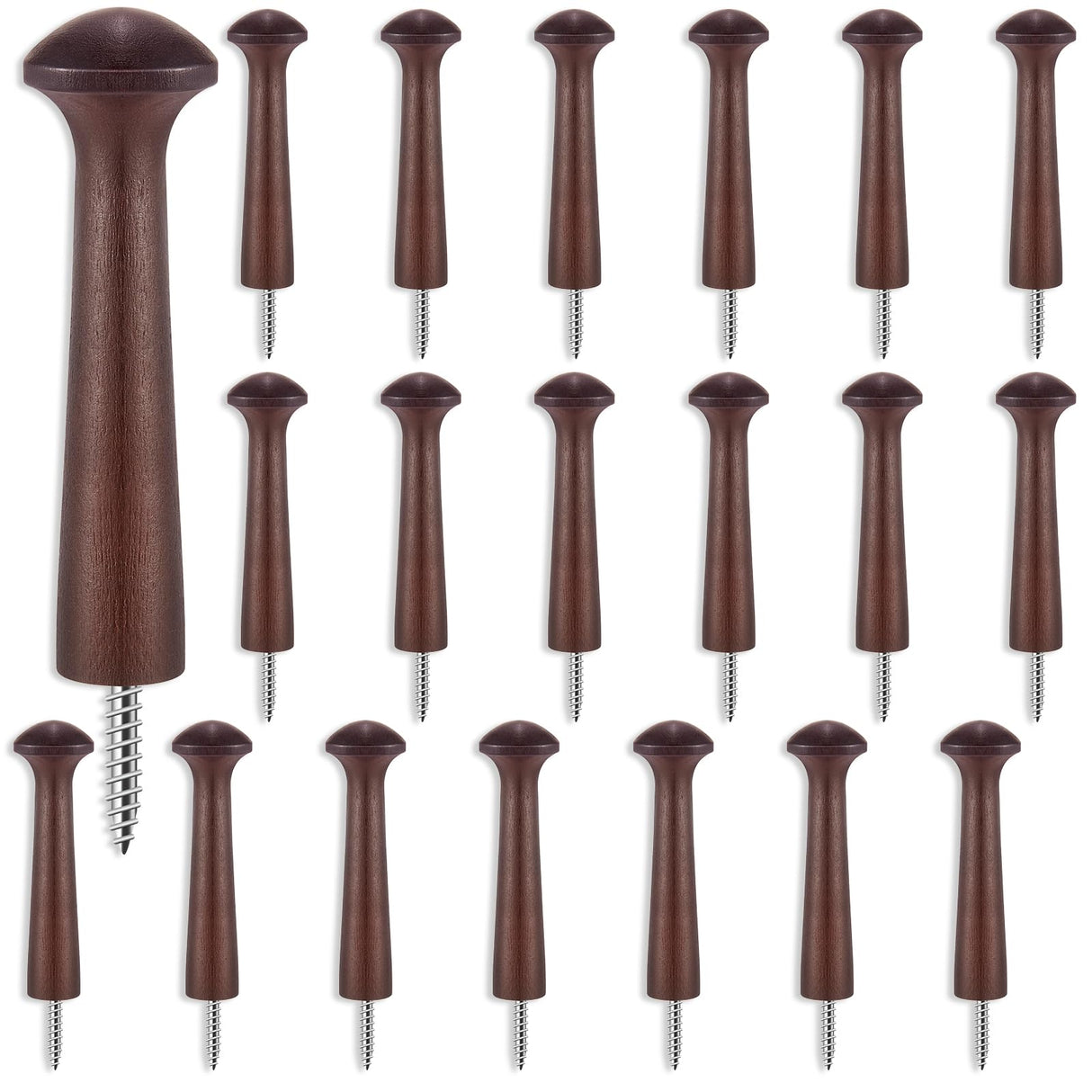 20 Pieces Wooden Shaker Peg Screw-on Pegs 2.9 Inch Long Unfinished Wood Shaker Racks for Hanging Clothes Hats Towel and More DIY Paint Color (Dark Brown) Jetec