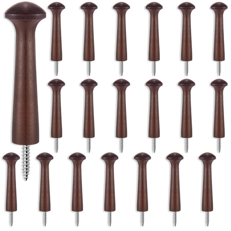 20 Pieces Wooden Shaker Peg Screw-on Pegs 2.9 Inch Long Unfinished Wood Shaker Racks for Hanging Clothes Hats Towel and More DIY Paint Color (Dark Brown) Jetec
