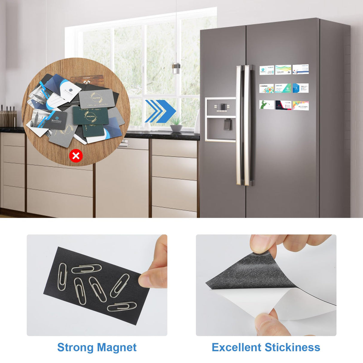 MaxGear Business Card Magnets Peel and Stick, Custom Magnets Business Cards, Personalized Magnet for Refrigerator, Custom Fridge Magnet, Adhesive Magnet, 3.5" x 2" Magnetic Business Cards 50 Pack MaxGear