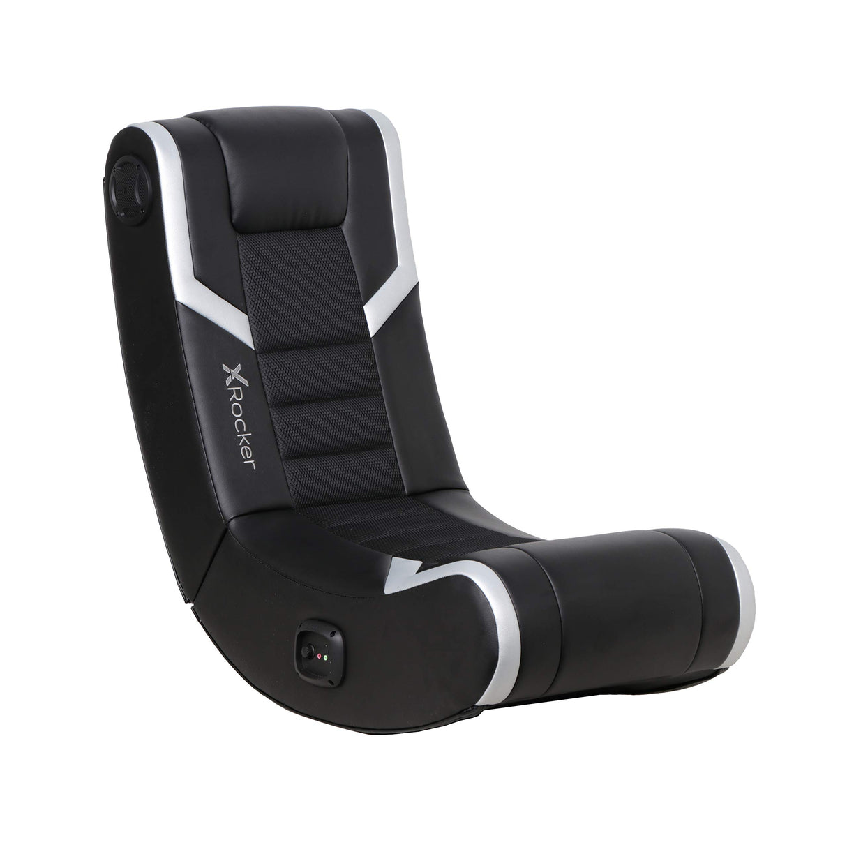 X Rocker Eclipse Video Gaming Floor Chair with Built-In Headrest Speakers, Wireless Bluetooth, Foldable, Vegan Leather, 275 lbs Max, Amazon Exclusive, Black and Silver X Rocker