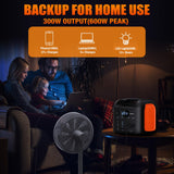 Portable Power Station, 300W (600W Peak) 299Wh LiFePO4 Solar Generator Pure Sine Wave 110V AC Car Outlets PD 60W QC3.0 Backup Power Supply Bank for Camping, Blackout, CPAP pangootek