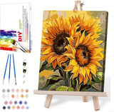 MIRCVSH Sunflower Paint by Numbers Kit for Adults Framed,Paint by Number for Adults,Adults' Paint-by-Number Kits on Canvas with Wooden Easel for Home Wall Decor 12X16 Inch MIRCVSH