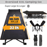 ABORON Oversized XXL Folding Camping Cot W/Mat for Adults, 78" L x 32" W x 18" H, Heavy Duty Outdoor Bed with Carry Bag,1200 D Layer Oxford Travel Camp Cots ABORON