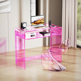 solaround Acrylic Desk Laptop Workstation Study Table Home Office Console Table Entrance Table Decor (Pink) solaround