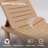 UDPATIO Oversized Outdoor Chaise Lounge Chair Set of 2, 5-Level Adjustment Backrest, Extra Widen Chaise with Cup Holder Easy Assembly for Pool Beach Garden (Wood Grain) UDPATIO