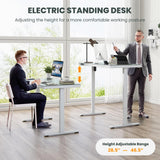 Giantex Glass Standing Desk with Drawer, 48" x 24" Height Adjustable Electric Stand Up Desk with Tempered Glass Top, 2 Memory Positions & USB Type-C Outlets, Sit Stand Desk for Home Office, White Giantex