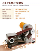 Blissthrill Mini Belt Sander, Electric Spindle Sander, 15° belt sander for knife making, 7 Adjustable Speed Knife Polishing Kit, Power Belt Sanders for Metal Working, DIY (6.5 Inch Mini Belt Sander) Blissthrill