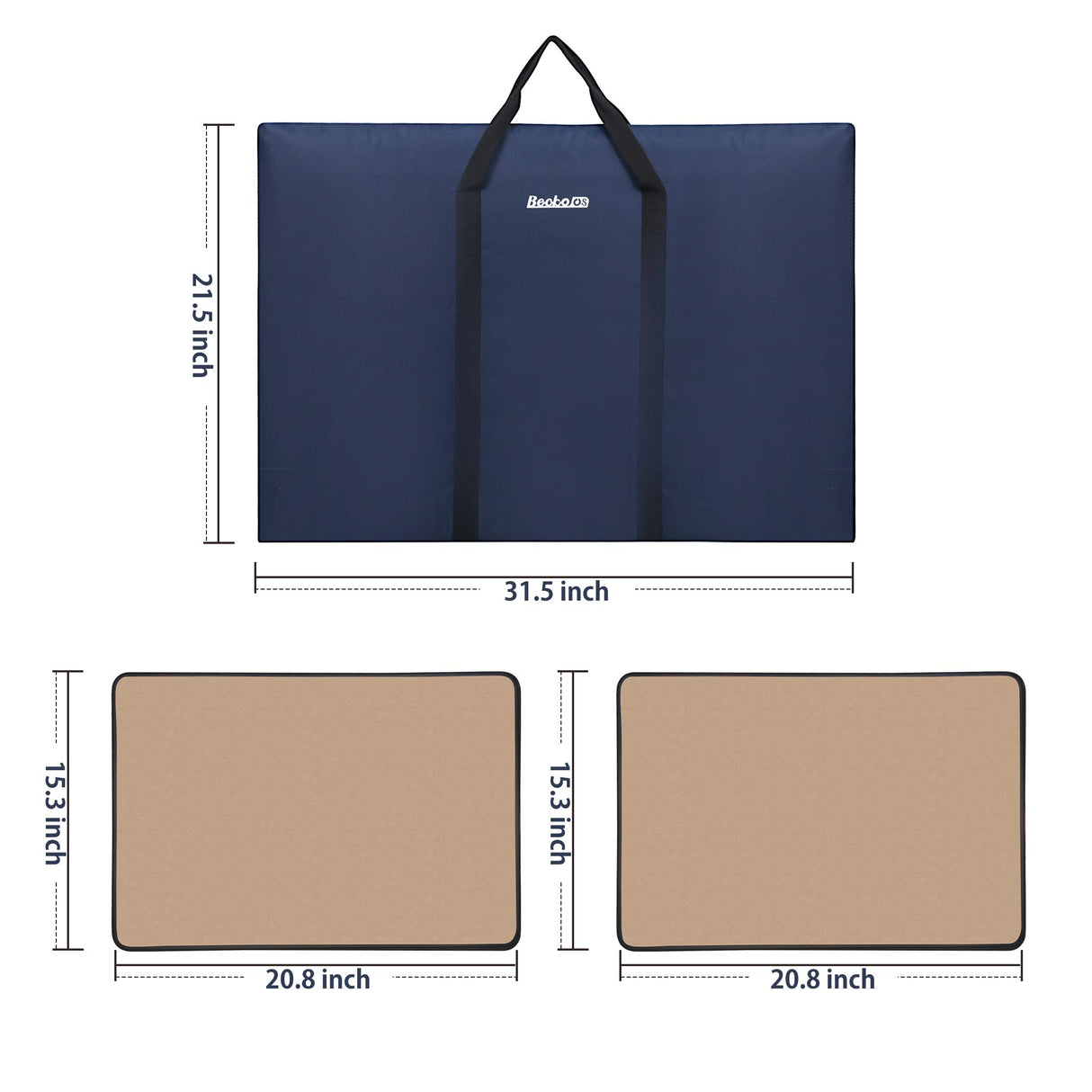 Becko US Puzzle Board with Trays & Cover Portable Jigsaw Puzzle Case Puzzle Storage Puzzle Saver, Non-Slip Surface, for Up to 1000 Pieces (Dark Blue & Khaki) Becko US