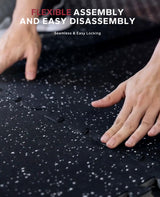 HAPBEAR 0.56'' Thick 12 Pcs 48 Sq Ft Exercise Equipment Mats - High-Density Rubber Top EVA Foam Interlocking Mats, 24x24in Tiles, Heavy-Duty Treadmill Mat for Hardwood Floors, Home Gym Mat HAPBEAR