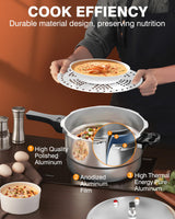 WantJoin 10Qt Aluminum Pressure Cooker w/Release Valve & Multiple Protective Devices,Pressure Canner Compatible with Gas & Induction Cooker,Canner Rack Included WantJoin