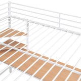 Harper & Bright Designs Metal Full Size Loft Bed Frame, Loft Bed Full with Desk and Shelves, Space Saving Metal Loft Bed with Desk Underneath for Kids,Teens (Full,White) Harper & Bright Designs