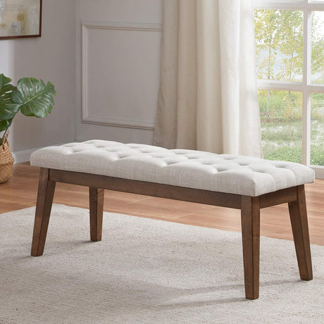 HUIMO Bedroom Bench for End of Bed, Upholstered Dining Seat for Kitchen, Button-Tufted Ottoman Bench for Entryway and Living Room, Beige HUIMO