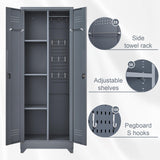 STEELIST Metal Storage Cabinet with Locking Doors, Steel Broom Storage Cabinet with Hanging Rod, 65" Cleaning Storage Cabinet with 4 Shelves, Broom Tool Storage Cabinet for Office, Garage STEELIST