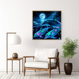 CHWGLFGG 5D Diamond Art Kits for Adults Beginners, Dolphin Diamond Painting Kits, DIY Full Round Drill Paint by Diamonds Dot Gem Art for Adults, Home Wall Decor 13.7X 13.7 Inch CHWGLFGG