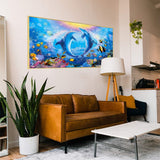 DIY 5D Diamond Painting Kits for Adults Dolphin Embroidery Full Round Drill Large Size(31.5x11.8 inch) Diamond Crystal Gem Arts Painting Craft for Home Wall Decor XWJJ