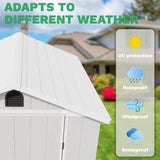 Greesum 4×4FT Plastic Outdoor Storage Shed with Floor, Resin Storaged Sheds with Lockable Door, Window & Vent, All-Weather Tool Sheds for Garden, Backyard, Patio, Light Gray (One-Piece Panel) Greesum