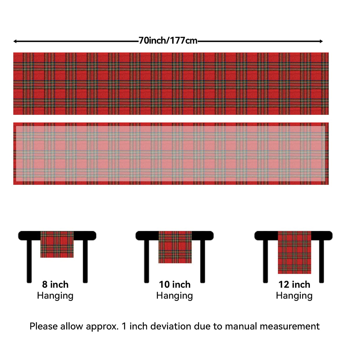 Softalker Christmas Checkered Tartan Table Runner - Red Buffalo Plaid Xmas Stain Resistant Washable Table Decoration for Dining/Parties/Holiday Decor, 13 x 70 Inch Softalker