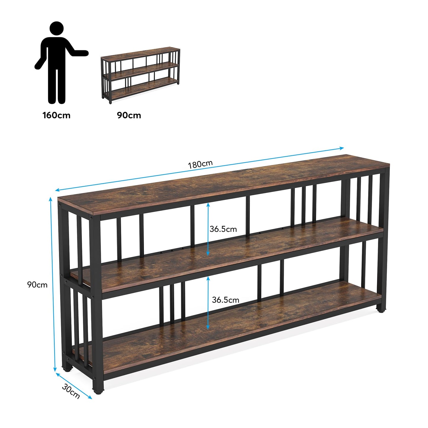 Tribesigns 70.89 in Console Table, 3 Tiers Entryway Table, Long Foyer Table, Console Table with Storage, Industrial Behind Couch Table, Large Accent Table for Entrance Hallway Living Room