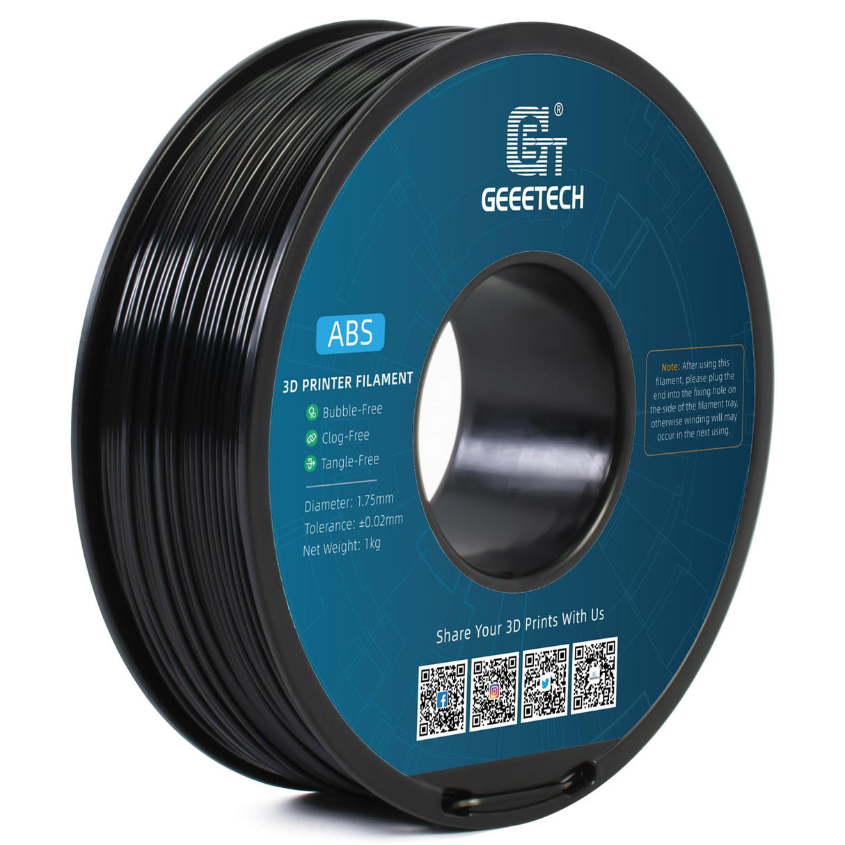 Geeetech Upgrade ABS Filament 1.75mm, Strong and Durable 3D Printer Filament, Impact-Resistant, Dimensional Accuracy +/- 0.02mm,1 kg Spool, Black Geeetech