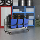 Grey Folding Chair and Table Cart, 400LBS Weight Capacity Folding Chair Dolly with 4In Swivel Wheels Make Storing and Transporting Chairs Easy Chair Storage Rack with Straps and Cover to Space Saving Qinqi