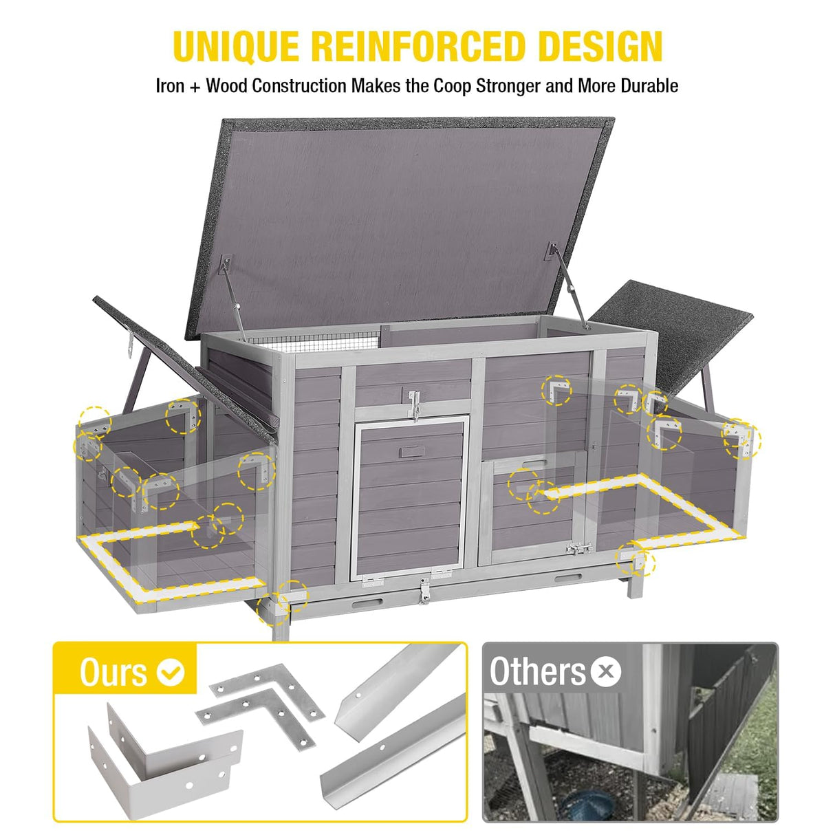 Aivituvin Chicken Coop with Two Nesting Boxes Large Wooden Hen House Outdoor Weatherproof Rabbit Hutch Duck Cage (AIR69) Aivituvin