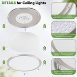 36W LED Ceiling Lights for Bedroom Kitchen, 3600lm Super Bright, Dimmable Flush Mount Light Fixtures 6500K/5000K/4000K/3000K/2700K Adjusted Modern Lamps 2PACK, 13 Inch, Nickle TOBUSA