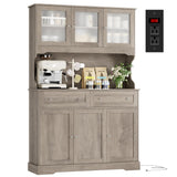 FACBOTALL 71.9" Kitchen Pantry Cabinet, Tall Storage Cabinet, Kitchen Cabinets with Countertop and Outlets, Farmhouse Kitchen Pantry Storage Cabinet with Doors and Shelves for Kitchen, Wash Gray FACBOTALL