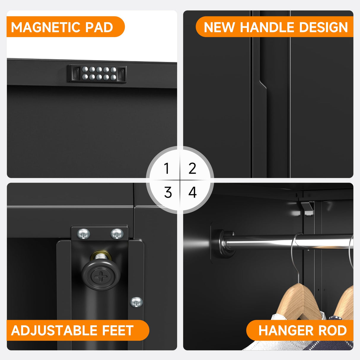 Coolsun Metal Wardrobe Closet with Locking Doors, 71" Steel Storage Cabinet for Hanging Clothes, Lockable Wardrobe Cabinet with Adjustable Shelves and Hanging Rods for Home Office,Gym Coolsun